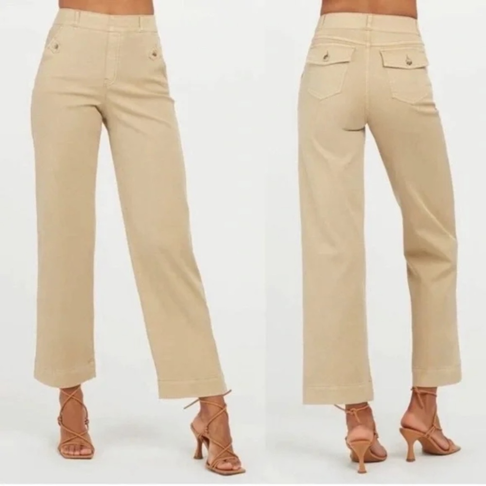 SPANX Stretch Twill Cropped Wide Leg Pant | L Tall